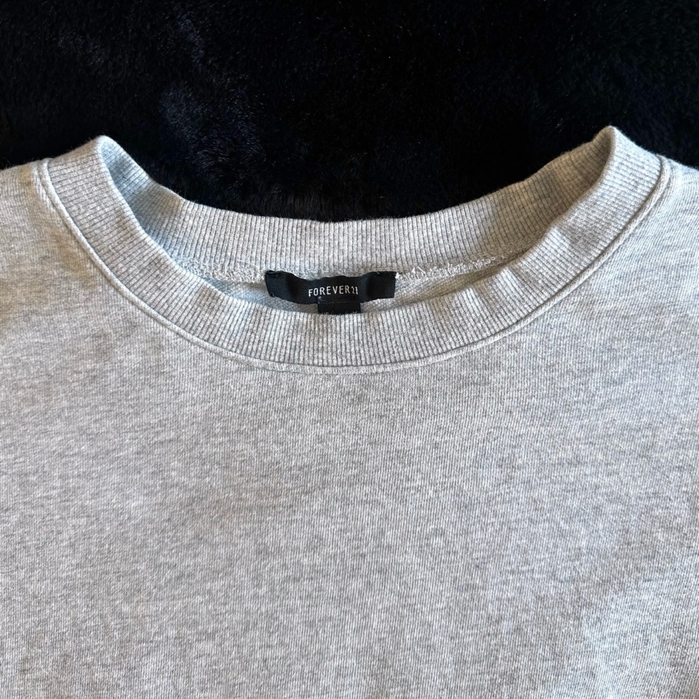 Drop Shoulder Long Sleeve Pullover Sweatshirt Light Gray Medium - Picture 4 of 6